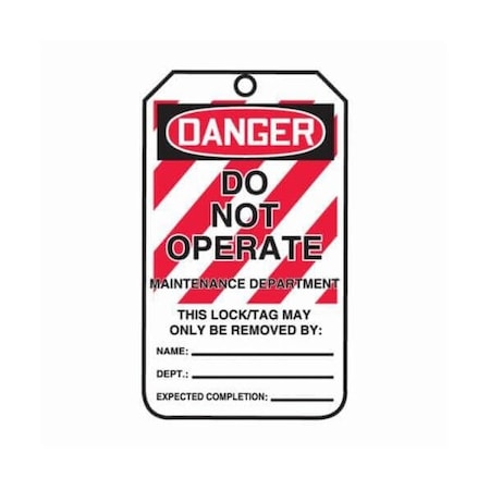 Accuform Safety Tags, DANGER DO NOT OPERATE MAINTENANCE DEPT, 5.75in x 3.25in, PF-Cardstock, 25PK MLT401CTP